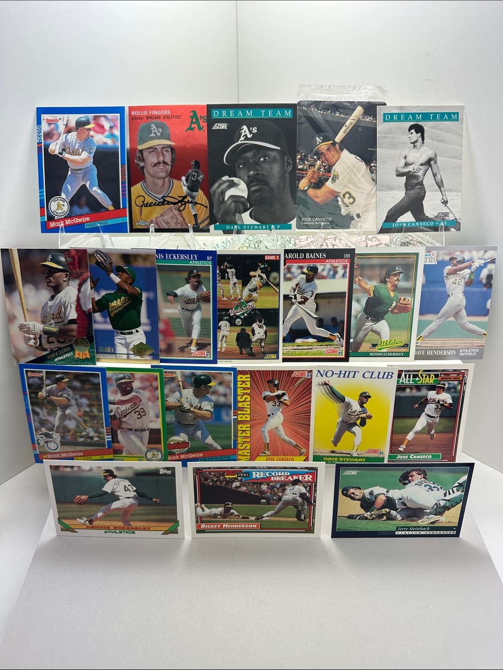 Canseco/McGwire A’s vintage lot of 21 Eckersley/Stewart/Henderson Rollie Fingers